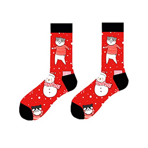 xiaoxi Calcetines navideños Algodón Hombres y Mujeres Calcetines Divertidos Lindos Calcetines de impresión Creativos Kawaii Original Harajuku Calcetines de Skate de Dibujos Animados