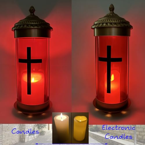 Generic Cross Decorations Cemetery Memorial Lamp Lights for Candle Holder for Grave with Garden Stakes as Sympathy Gifts for Loss of Loved One by Generic - Image 5