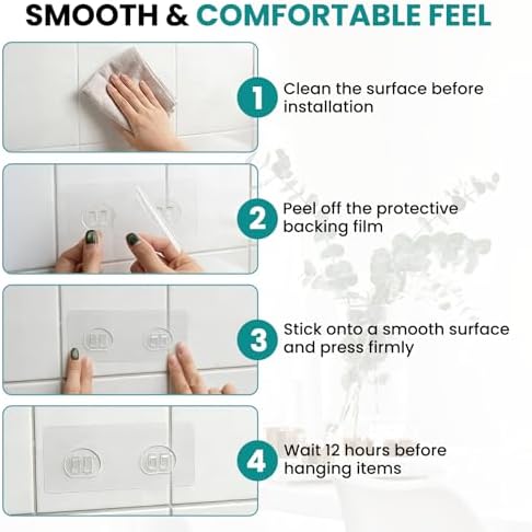 12 PCS Shower Caddy Adhesive Hooks Replacement, No Drill Strong Waterproof Shower Shelf Adhesive Hooks for Bathroom Wall, Soap Holder & Kitchen Rack Storage (3 Sizes) - 3