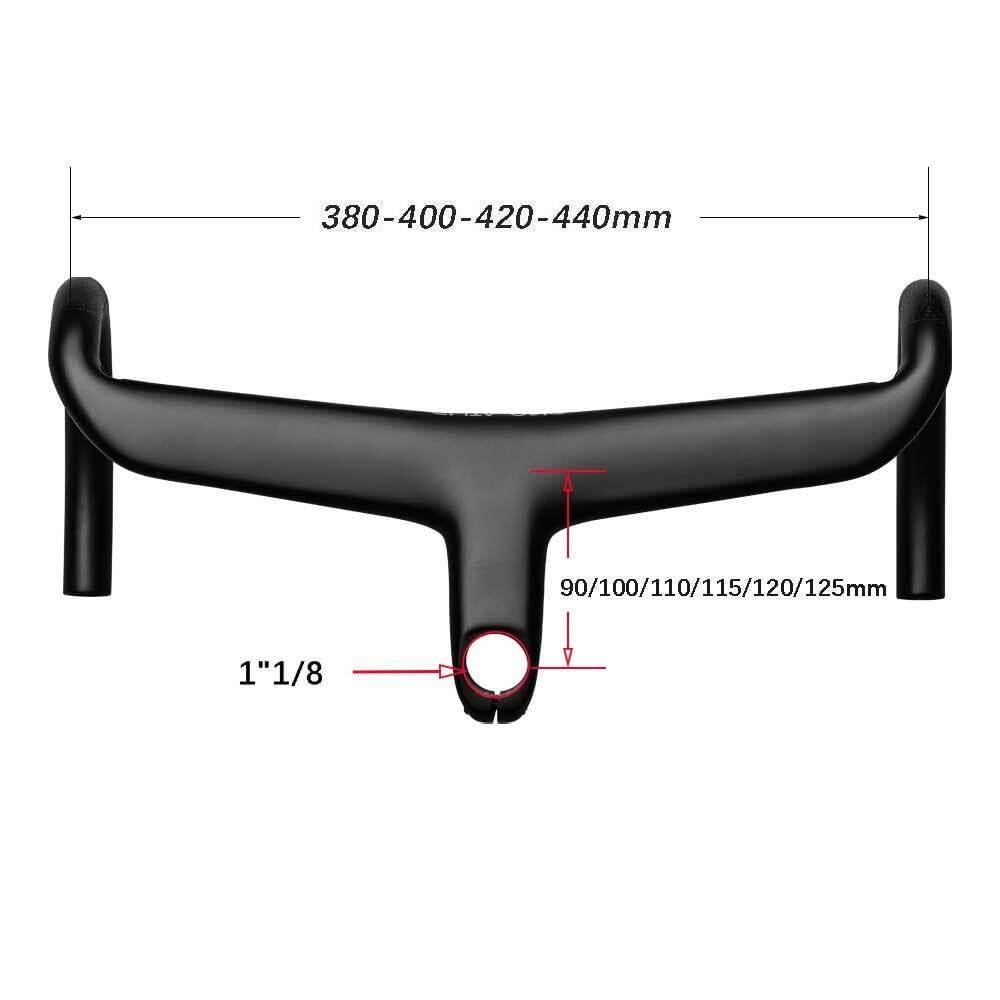 Mostek rowerowy Kierownica roweru szosowego z włókna węglowego Ultralekka, wygięta kierownica wyścigowa Zintegrowane akcesoria rowerowe 380-440 mm