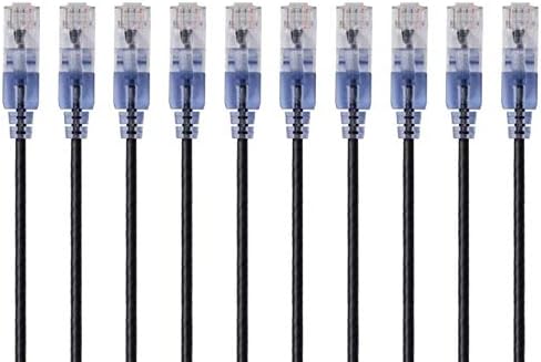 Monoprice - 115157 SlimRun Cat6A Ethernet Patch Cable - Snagless RJ45 UTP Pure Bare Copper Wire 10G 30AWG 5ft Black 10-Pack
