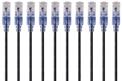 Monoprice - 115157 Slimrun Cat6A Ethernet Patch Cable - Snagless Rj45 Utp Pure Bare Copper Wire 10G 30Awg 5Ft Black 10-Pack #TOP7