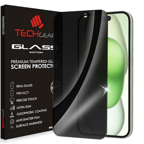 TECHGEAR Anti Spy Screen Protector for iPhone 16 Plus/iPhone 15 Plus PRIVACY Filter 3D GLASS Edition Genuine Tempered Glass FULL Screen Protector Guard for iPhone 15 Plus & iPhone 16 Plus 6.7