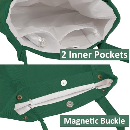 Bolso tote de pana para mujer con bolsillos internos miniatura 4