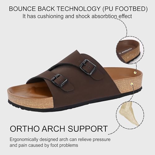 Image of Centrino Men's Berkin-Style Slip-On Sandals | Open Toe Design | Soft PU Footbed | Lightweight & Comfortable | Arch Support | On-Grip Sole | Casual Outdoor Wear (6866)