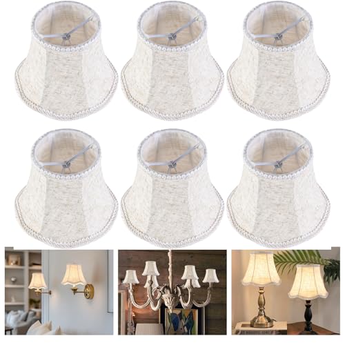 GO&SO 6-Pack Beige Linen Chandelier Shades(3.15