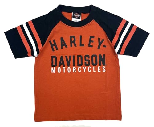 Harley-Davidson Big Boys' Knit Sports Raglan Short Sleeve Tee - Vintage Orange
