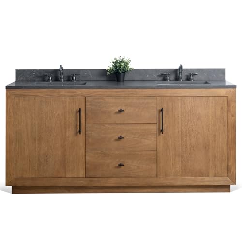 HOMEBEYOND 72" Bathroom Vanity with Double Sink & Ceramic Top,