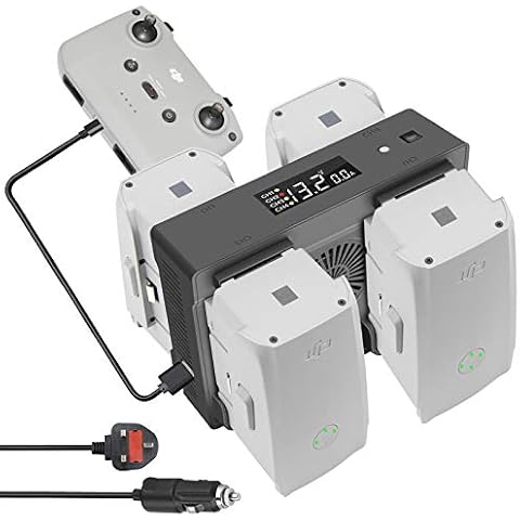 LYONGTECH Battery Home Charger & Car Charger for DJI Air 2S,Mavic Air 2 Drone,5 in 1 Rapid Multi Parallel Charging Hub with Charge and Storage Cover