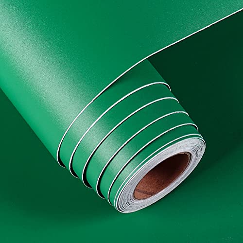 FunStick Matte Green Wallpaper Peel and Stick for Kids Bedroom Thick Green Contact Paper for Cabinets Solid Color Peel and Stick Wallpaper Self Adhesive Wall Paper for Drawers Shelves Walls 12" x 200"