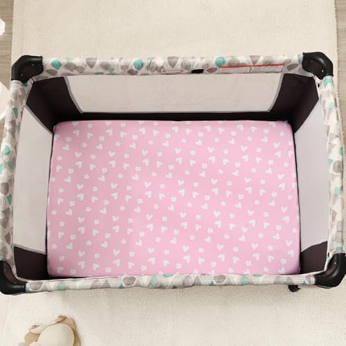 Image of PHF 3 Pack Soft Mini Crib Sheets, Butterfly Pack N Play Sheets for Baby Girls, No Slip Universal Fit for Pack N Play, Playard, Portable and Mini Crib Mattresses, Butterfly