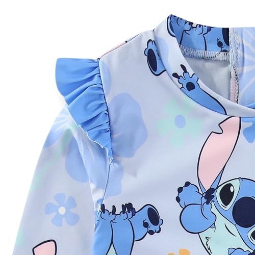 Image of Disney Minnie Mouse Stitch Girls UPF 50+ Long Sleeve Rash Guard and Bikini 2-Piece Swimsuit Set for Toddler to Big Kids