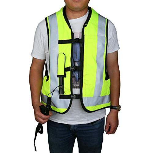SLMOTO Motorcycle Airnest Airbag Vest Hi Viz Black + Fluorescent Yellow Size XXL