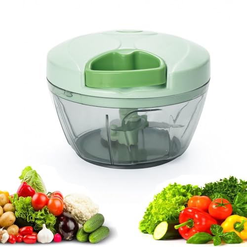 400ml Manual Food Chopper, Pull String Vegetable Cutter for Garlic & Onion