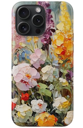 Image of Goodon for iPhone 16 Pro Max Case Cute - Wireless Charging Compatible - Dual-Layer Hard Shell + Silicone Cover - Protective Phone Case with Trendy Designs for Women - Oil Painting Flowers