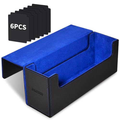 tombert Premium Deck Box Case for MTG PTCG, Large Capacity with 6 Dividers, Fits 800+ Sleeveless Cards or 500+ Sleeved Cards TCG Trading Card Games (black&blue)