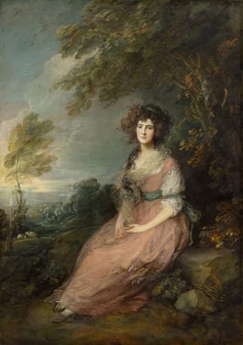 PMEFGJDPE Pinturas Famosas Impresiones de Lienzo Impresion Arte Pared La signora Richard Brinsley Sheridan di Gainsborough para la Decoración del Hogar de la Oficina 60x90cm