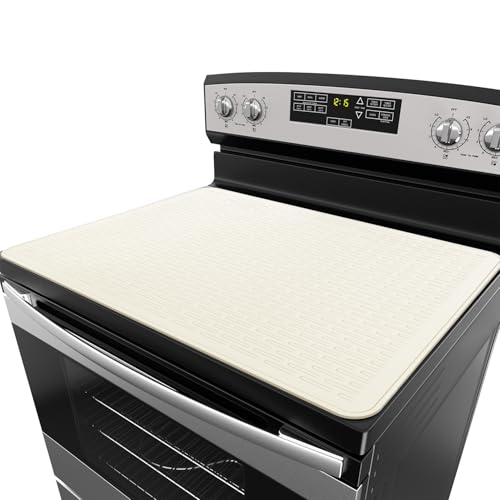 Stove Top Cover for Electric Stove - Silicone Stove Mat for Glass Top, Glass Cooktop Protector, XL Dish Drying Mats For Kitchen,Oven Covers for Electric Stove (Beige,28 x 20)