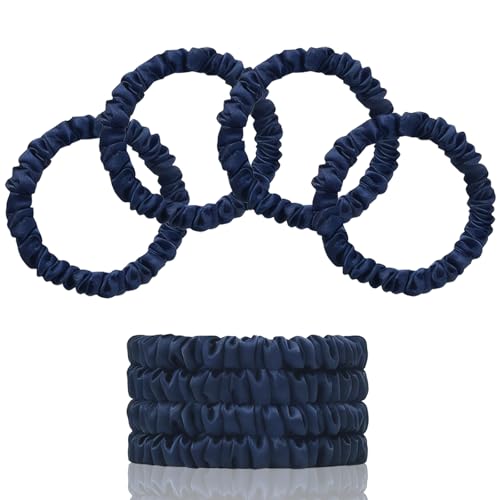 SEMRUE 100% Mulberry Silk Hair Ties 4PCS, Silk Scrunchies for Women