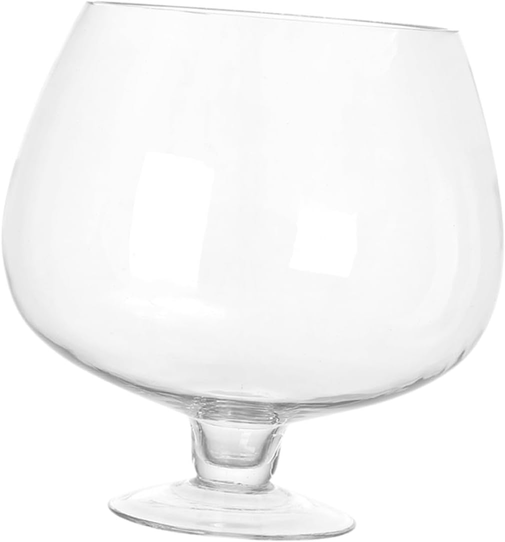 Kisangel Glass Desktop Fish Bowl Vase 5000ml Natural Aquatic Tank Tabletop Aquarium Planter for Office and Home Decor