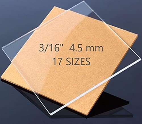 Acrylic Plexiglass Sheets 16x16 Inch, Cast Clear Acrylic Sheets 3/16 Inch (4.5mm) Thick Multipurpose, Easy Cut Clear Plexiglass with Protective Paper for Signs, DIY, Display Projects, Crafts & Shelves