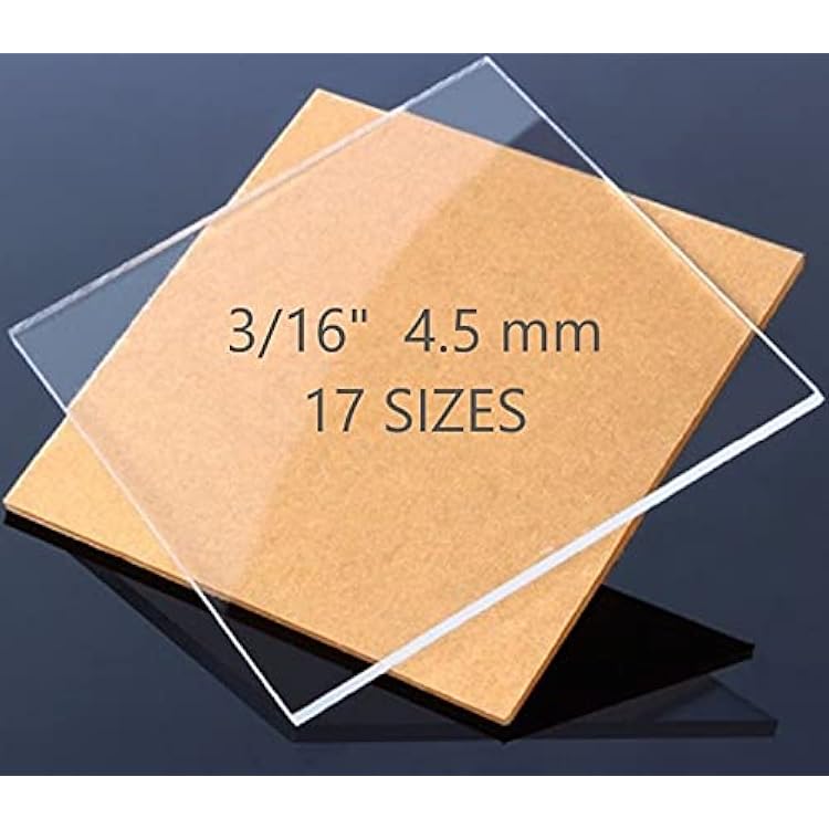 Clear 6 x 12 Cast Acrylic Plexiglass Sheet 316&rdquo; Thick 4.5 mm Easy to Cut Plastic Plexi Glass with Protective Paper for Signs, DIY Display Projects,