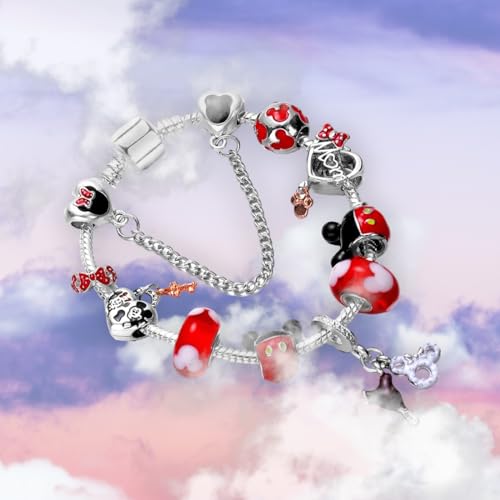 Cartoon Mouse Charms Bracelet, Silver Plated Anti-Tarnish Alloy, 20CM, SHAPER6813594129754