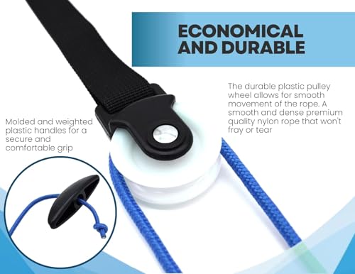 Image of AARAM Pulley with Rope and Door Strap, Easy to Use Exercise Equipment for Frozen Shoulder and Hand /Arm Exercise Material Nylon Plastic, Smooth Action Pulley (Blue)