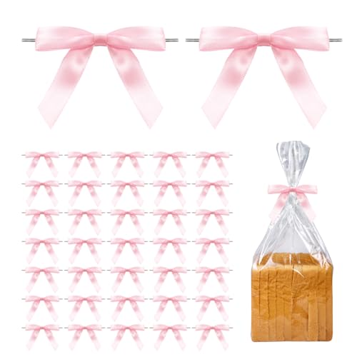 MECCANIXITY Lot de 50 mini nœuds en ruban satiné de 6,3 cm pour loisirs créatifs, couture, mariage, fête d'anniversaire, rose vif