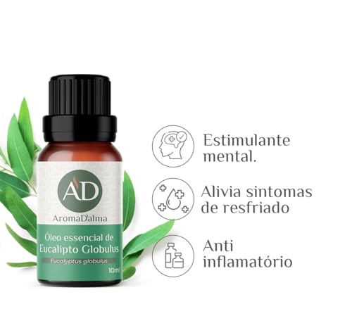 Kit Respiração 3 Óleos Essenciais Aroma D'alma - Eucalipto Globulus, Lavandim Grosso e Menta + Arom