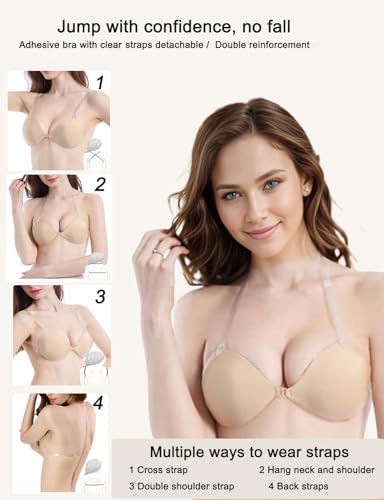 Sticky Bra Push up, Adhesive Strapless Bras for Women Dress Backless Invisible Detachable Strap Nipple Covers4