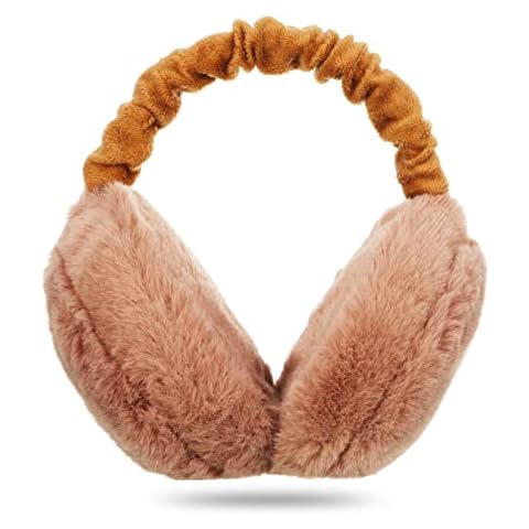 Draftor Women Earmuffs,Winter Ear Muffs Adjustable Faux Fur Ear Warmer Warm Windproof Plush Earmuffs Foldable For Men Girl Thanksgiving Cover