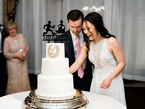 Funny Wedding Cake Topper - Groom Chasing Bride With Big Hand - Humorous Cake Decor For Fun Couples - View #5