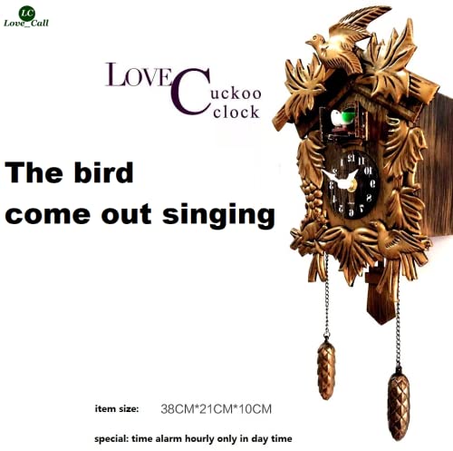 Cuckoo Clock Chiming Vintage Cuckoo Wall Clock Singing Bird Clock Home Decor Christmas Clock Gifts Resin Classic Brown #TOP3