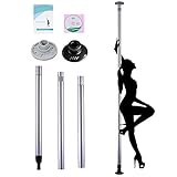 ZeHuoGe Silver Fitness Dancing Pole Kit Solid Steel and ABS Height Adjustable Carrying Bag Pole...
