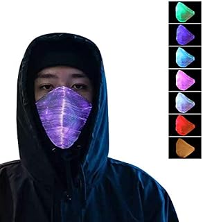 Cafele Fiber Lights up LED Mask 7 Colors Flashing Luminous Dust Mask Music