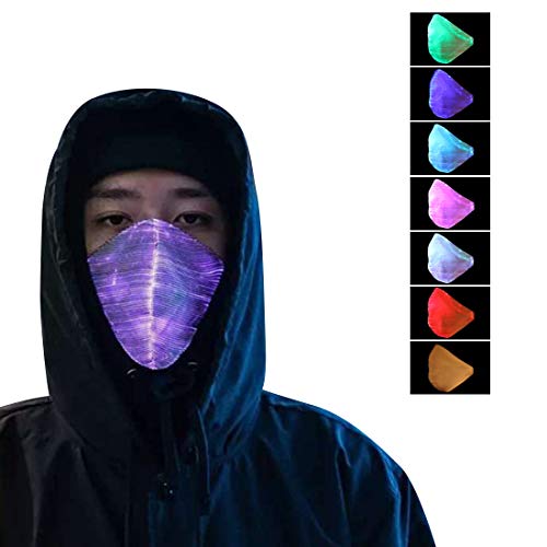 Cafele Fiber Lights up LED Mask 7 Colors Flashing Luminous Dust Mask Music