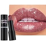 Diamond Glitter Lipstick,Gothic Glitter Lip Gloss,Pearl Shimmery Creamy Lips color, Hydrating Sparkling Shimmer Metallic Lipstick,High Pigmented Long Lasting LipGloss (Light Red)