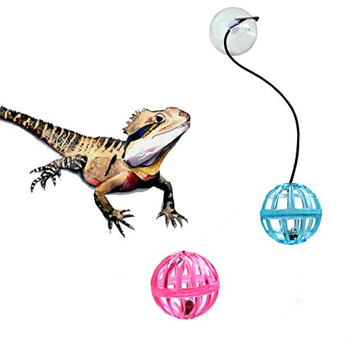 6 Pack Bearded Dragon Toy Bell Balls, Reptile Lizard Toy Ball With Suction Cup And Rope For Bearded Dragon, Lizard, Gecko, Small Pet Animals #TOP3