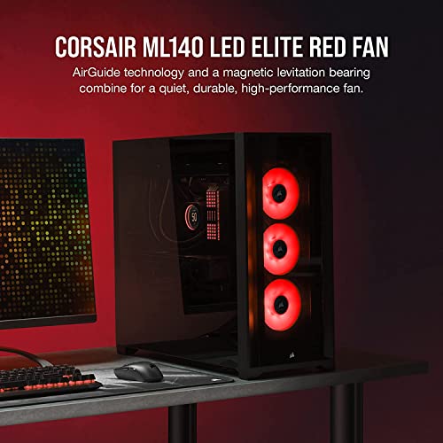 CORSAIR ML ELITE Series, ML140 LED ELITE, 140mm Magnetic Levitation Red LED Fan with AirGuide, Single Pack - Immagine 1