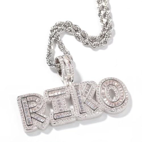 Dexspoeny Custom Name Necklace Sterling Silver,Personalized Nameplate Necklaces for Men Women, Hip Hop Jewelry Customized Pendant, Stainless Steel Chain Necklace for Christmas Gift