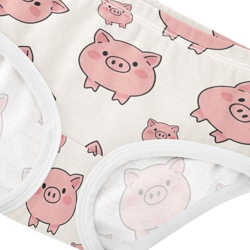 Cute Cartoon Pink Pigs Beige Little Girl Panties Girls Underwear Toddlers Cotton Personalized Underpants Briefs 2t4