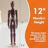 Falling in Art 12Inch Drawing Mannequin, Wooden Human Model for Art Creation, Brown