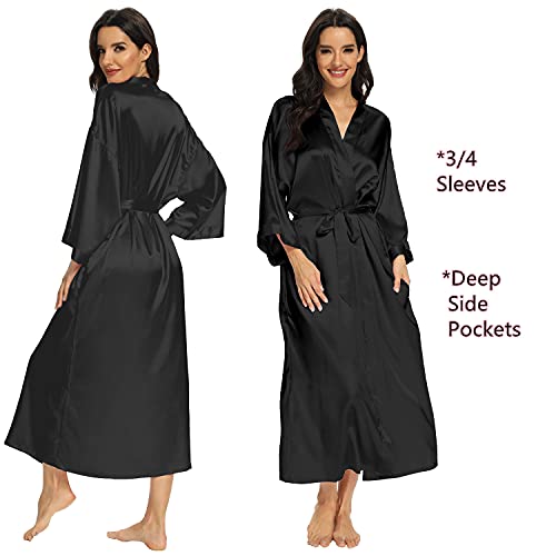 Women's Long Silk Robes Lightweight Long Satin Robes Full Length Sleepwear Dressing Gown2