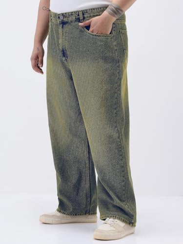 Image of Urbano Plus Men's Loose Baggy Fit Heavy Washed Jeans Non-Stretchable