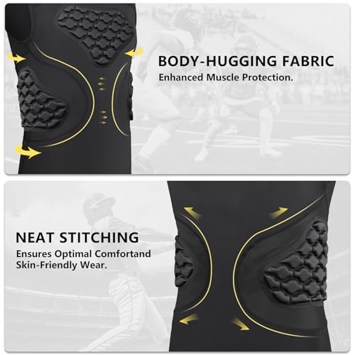 Men's Padded Compression Shirt - Football Rib Protector with EVA Foam Padding, Chest & Back Protection for Football, Rugby, Basketball, Baseball Breathable Impact Dispersion2