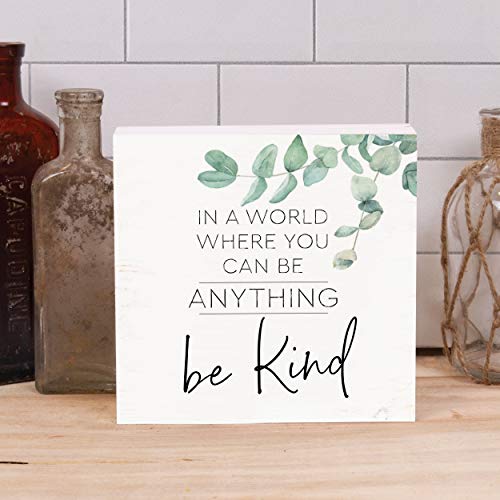 P. Graham Dunn Can Be Anything Be Kind Leaf Green 5.375 X 5.375 Pine Wood Decorative Word Block Sign #TOP1