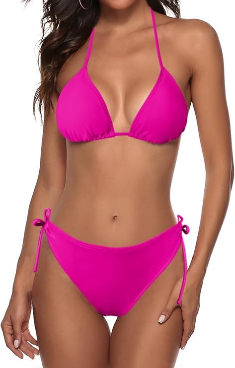 dream x fashion SIIZ Fashion Women String Bikini Set Halter Side Tie Two Piece Swimsuit Triangle Bathing Suits Non Padded-picture-15
