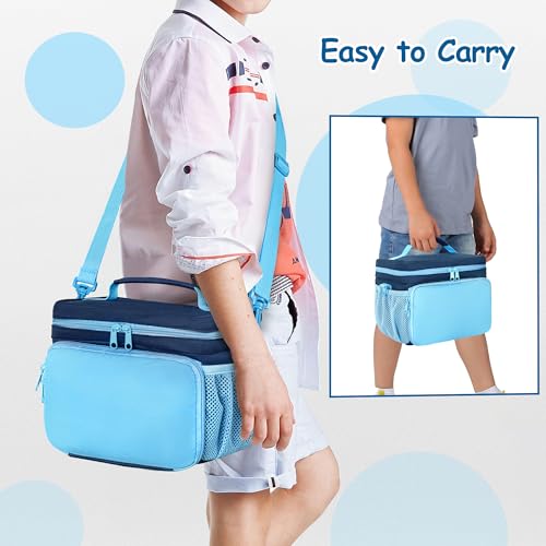 Image of LoDrid Travel Carrying Case Compatible with YOTO Player (3rd Gen.), Audio Card Holder Holds up to 54 Cards with Shoulder Strap, Blue, Bag Only