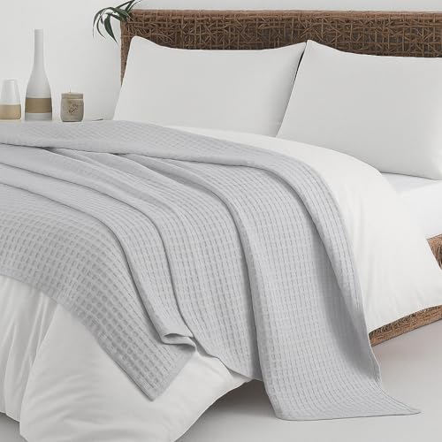 Image of Super Soft & Breathable 100% Microfiber Waffle Blanket - Throw Blanket and Quilt for Bed & Sofa Single(60x90) Size - Pearl Grey /Soft Grey